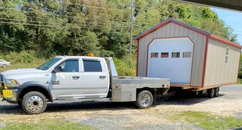 Shed being delivered