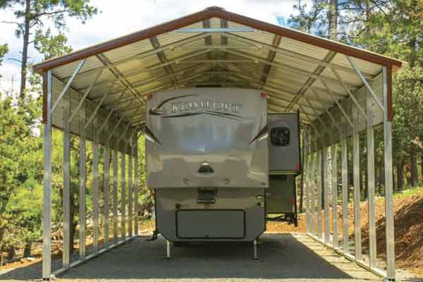 RV under permanent shelter