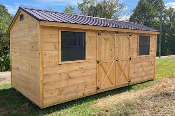 Shed with Natural Wood Siding